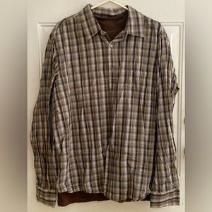 Sonoma XL Plaid Button Down with Matching Brown T-shirt - 2 shirts